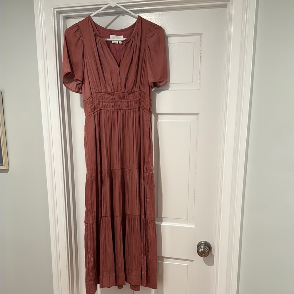 Anthropologie size S mauve silky Somerset dress